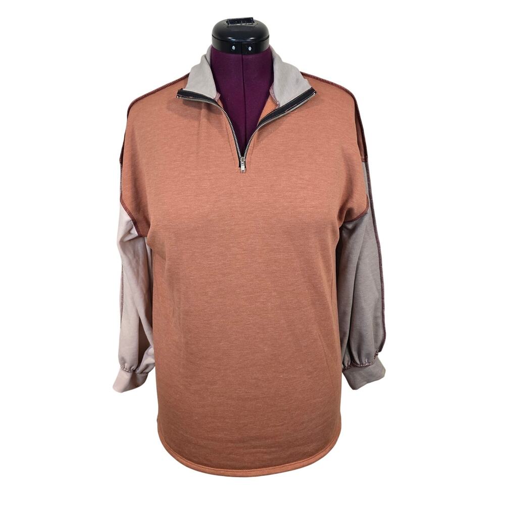 NEW NWT Women's Bibi 1/4 Zip Oversized Pullover Top | Size Small